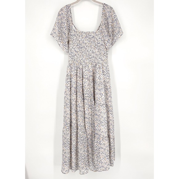 Baltic Born Emiliana Floral Maxi Dress Sz L Twist Front White Blue Yellow Flowy - Picture 5 of 13